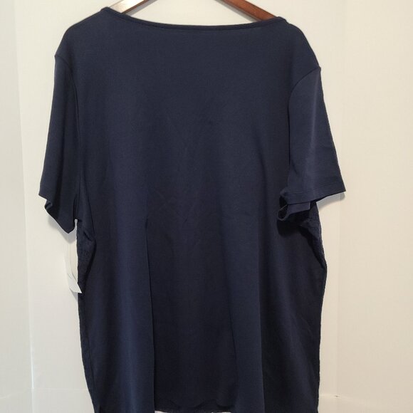 CROFT & BARROW CLASSIC WOMENS PULLOVER NAVY SEAL LACE ACCENT OVERLAY SIZE 3X - Picture 5 of 8